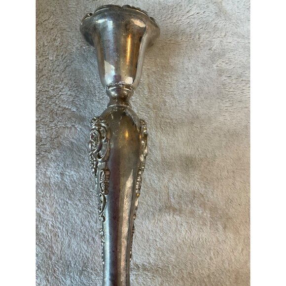 Vintage Godinger Ornate Silver-Plated Candle Holder Intricate Floral Details - Picture 8 of 12